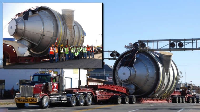 Steelman Transportation of Missouri moving a salt drier on Cozad 13 axle