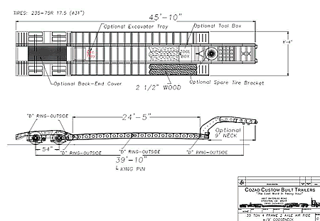 35 Ton 2-Axle 2-Frame Wide Neck Drawing